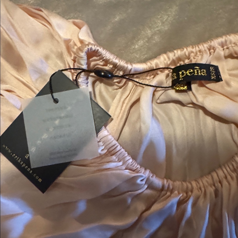 Erika Peña Bettina Silk Maxi Dress Off Shoulder Scarf Set Wedding NWT - Picture 4 of 7